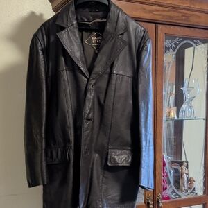 Black Leather Men's Coat